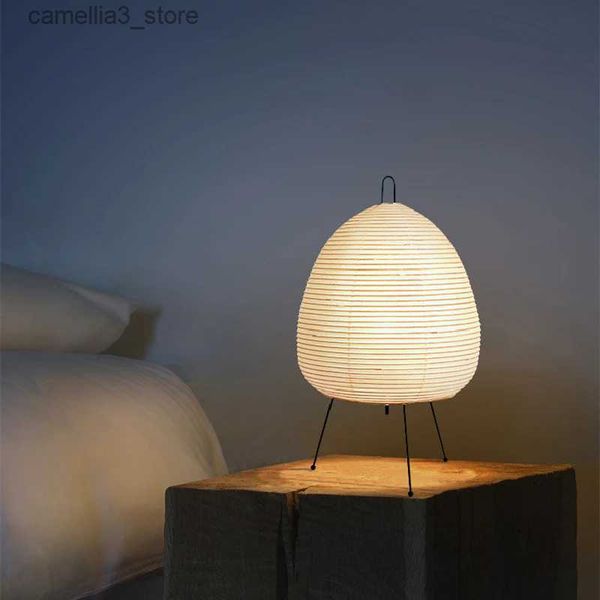 Lampade da scrivania Lanterna di carta di riso giapponese Lampada da tavolo a LED Camera da letto Comodino Lampada da scrivania Wabi Sabi fatta a mano per Soggiorno Studio Leggi Decorazioni per la casa Q231104