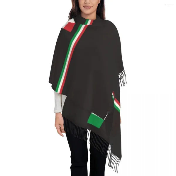 Lenços elegantes Itália bandeira tassel cachecol mulheres inverno quente xale envoltório feminino orgulho italiano patriótico