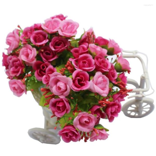Flores decorativas vaso cesto de flor artificial de seda para decoração de escritório em casa amantes de casamento