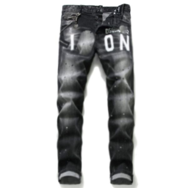 Jeans da uomo di design americano vintage nero Dsq High Star Street pantaloni denim alla moda effetto consumato slim fit strappati