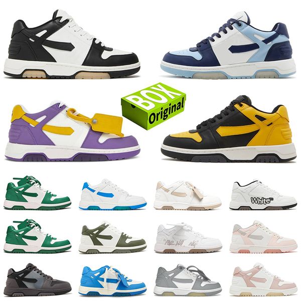 sneaker da esterno fuori ufficio da donna OOO Low Tops Scarpe firmate in pelle di vitello Nero Giallo limone Grigio Bianco Blu Sabbia Viola Giallo Arancione Menta Celadon scarpe da ginnastica da uomo