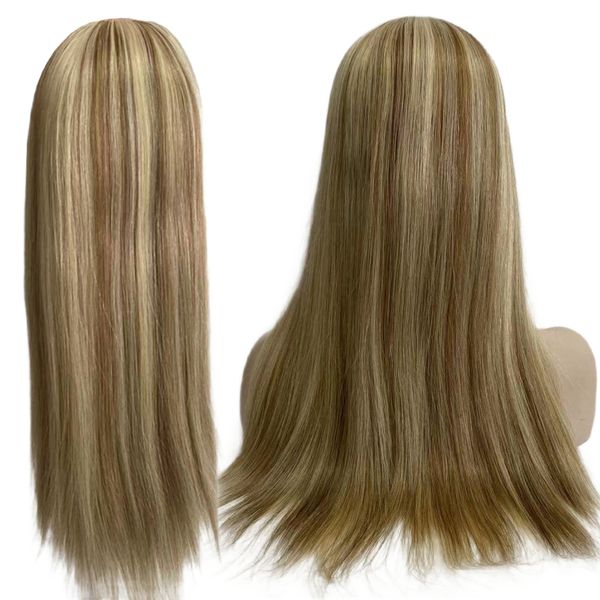 Beste Qualität jüdische Perücken Spitze Top europäisches Haar 24 Zoll blonde Farbe seidig gerade 4x4 jüdische Perücken Echthaar für Frauen