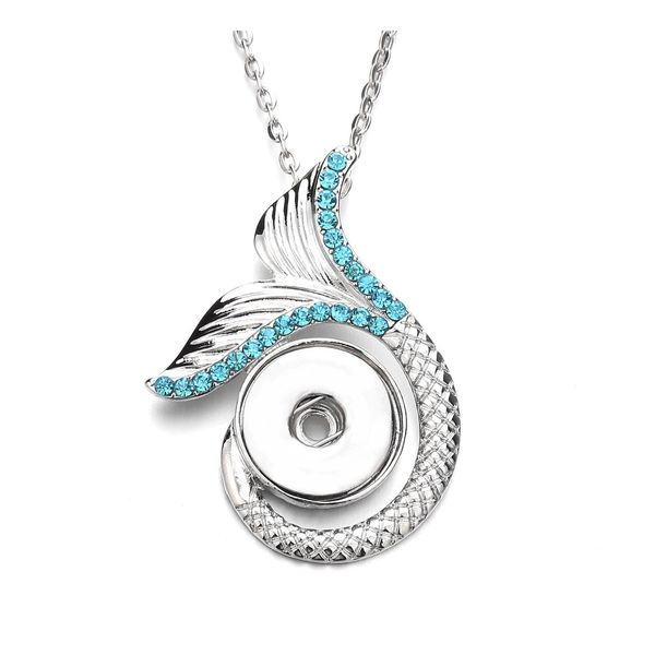 Arti e Mestieri Sirena Coda di Pesce Bottone a Pressione Charms Ciondolo Gioielli Zircone Fit 18Mm Bottoni a Scatto Collana per Le Donne Noosa Drop Del Dheuj