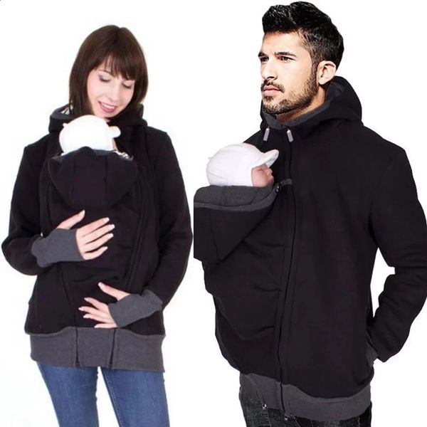 Maternidade Tops Tees Roupas de Inverno Moda Papai Bebê Jaqueta Canguru Quente Hoodies Homens Casacos Casaco Para Mulher Grávida 231102