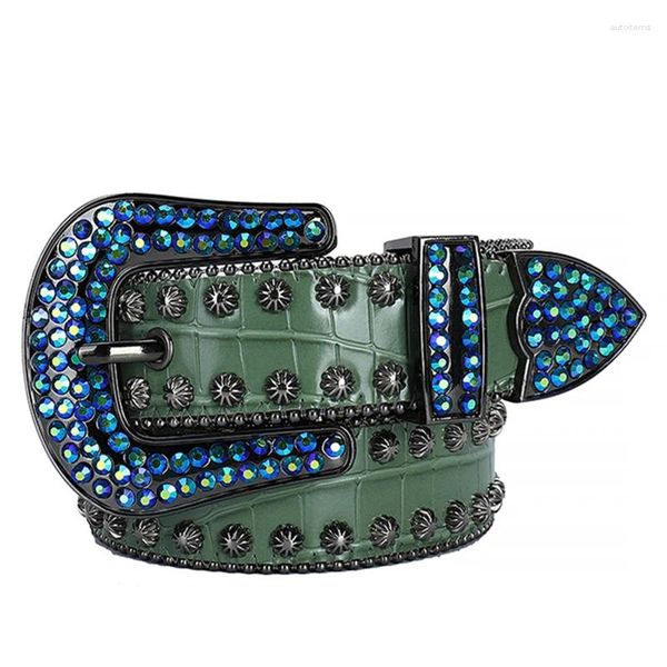 Cinture Sottocultura di strass Cintura decorativa con borchie di cristallo brillante Uomo Moda Jeans Accessori per la vita Ceinture di lusso in pelle PU