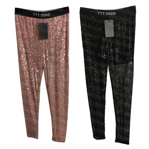 Pantaloni con paillettes lucide Leggings sexy da discoteca da donna Leggings stretti in vita elastica Pantaloni estivi traspiranti