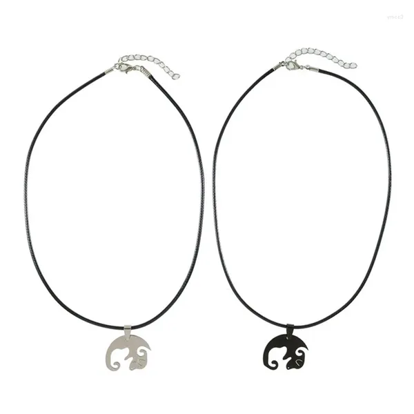 Colares de pingente 2 pcs casais dividir quebra-cabeça peça combinando yin yang cão colar de aço inoxidável presentes para amantes amigos