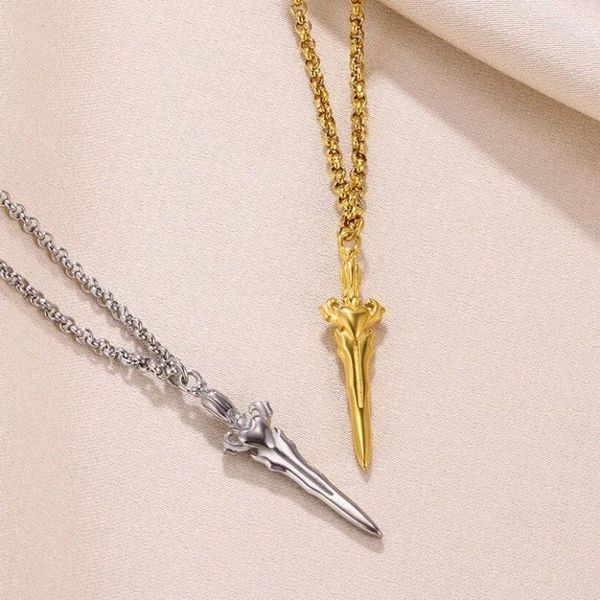 Ожерелья-подвески с мечом и сердцем для женщин, из нержавеющей стали, золотого цвета, для пары, свадьбы, винтажные, готические, эстетические украшения