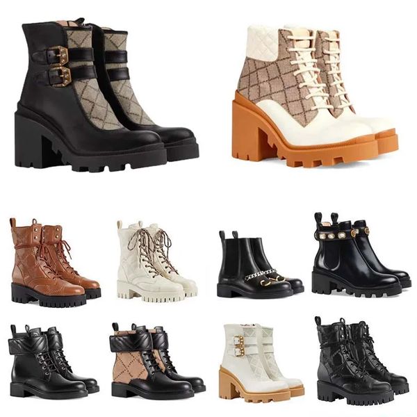 Ontwerpers Merk Luxe Laarzen Veterlaarzen Hoge kwaliteit Heren Dames Laarzen Echt leer Halve laars Klassieke stijl Schoenen Winter Herfst Snowboots Nylon Canvas Enkellaars 35-42