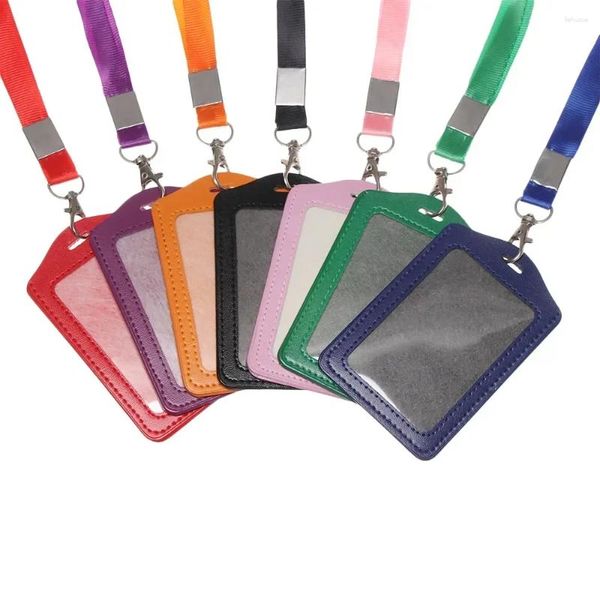 Card Holders ID Bus With Bank Strap Identity Neck Lanyard PU Name Badge Unisex Credit Work