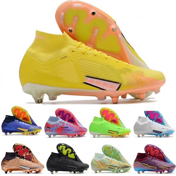 Hochwertige Fußballschuhe Zoom Mercurial Superfly IX Elite sG Metallspikes Mbappe Fußballschuhe Hohe Knöchel Weiche Ledersocken Fußballschuhe