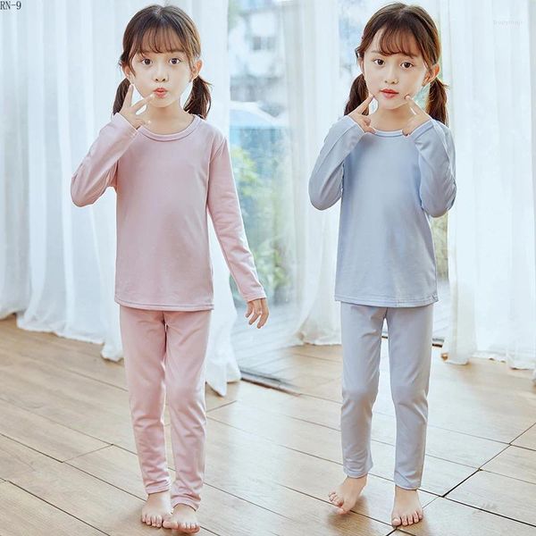 Camisola infantil de manga longa, conjunto de roupa de dormir, outono, modelo de inverno, roupas de dormir para meninas, desenho animado, roupa íntima térmica