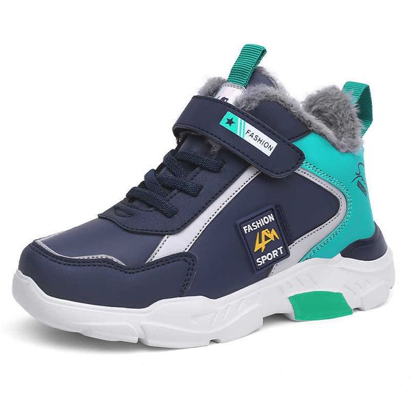 Athletic ao ar livre Inverno Inverno Kids Boots Sport Sapatos infantis para meninos tênis moda moda couro Casual Sapatos High Top Top W0329