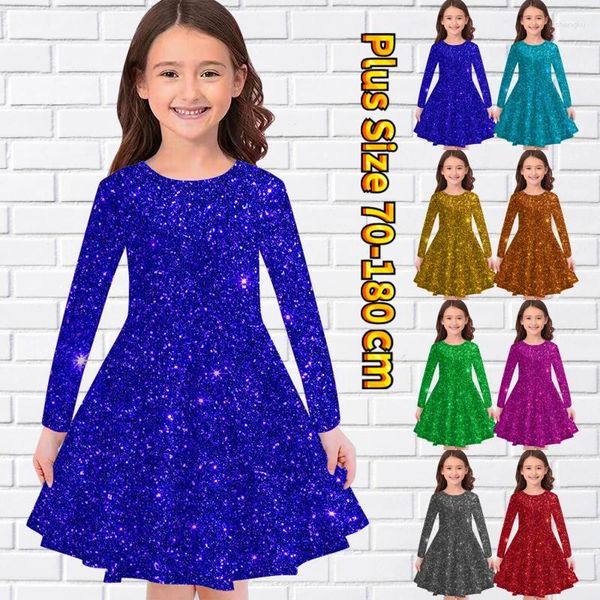 Mädchen Kleider Herbst Winter Little Daily Street Fashion Langarm Kleid Retro Print Casual Style Prinzessin Rock Knielang