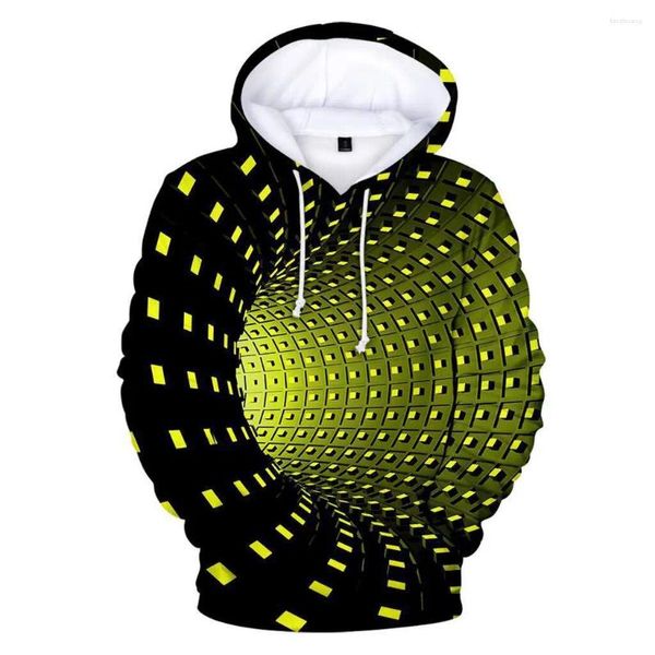 Hoodies masculinos outono 3d vortex tonto impressão solta hoodie vintage europeu e americano crianças manga longa casaco roupas