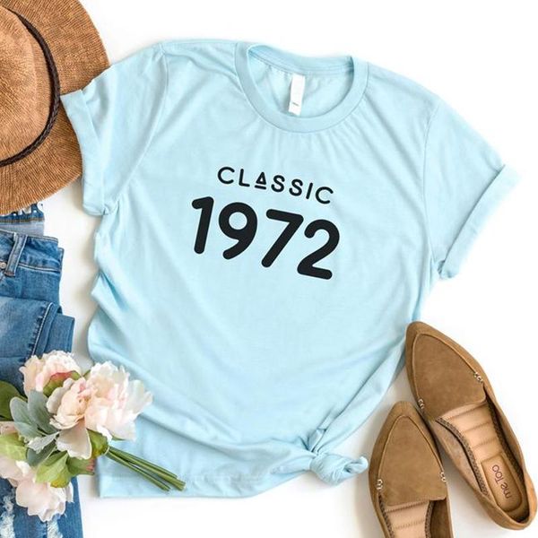 Kadın Tişörtleri Vintage 1972 Kadınlar 49 yaşında 49. Doğum Günü Hediyesi Kızlar Anne Karısı Parti Top Tshirt Pamuk Sokak Giyim Tişört