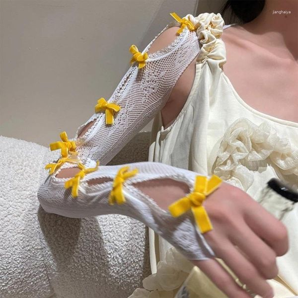 Наколенники 634C Женские винтажные рукава с балетными рукавами и сетчатыми перчатками с кружевными бантами