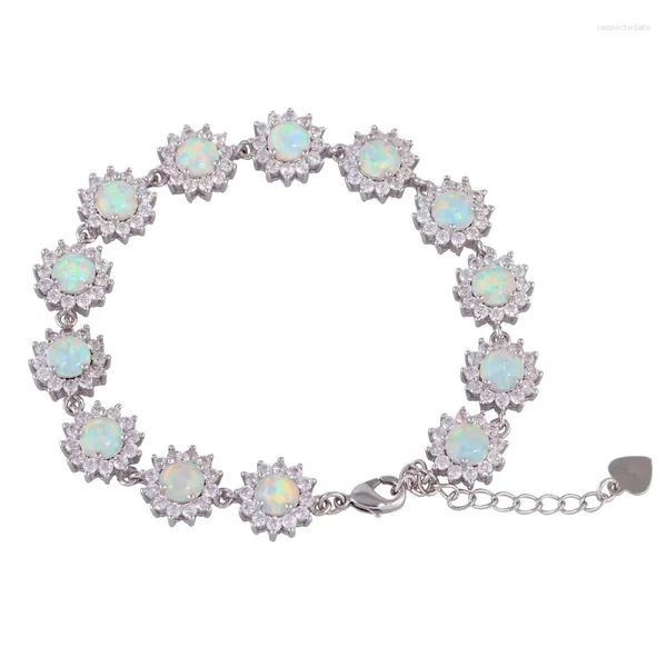 Strand JLB-255 Braccialetti con opale di fuoco blu Gioielli di moda all'ingrosso Bracciale con zirconi cubici per il compleanno e il regalo di San Valentino