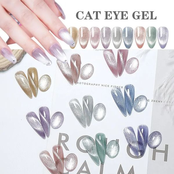 Лак для ногтей 9D Crystal Cat Eye Gel Голографический УФ-лак для замачивания Магнитный гибридный лак для маникюра 9 цветов 231102