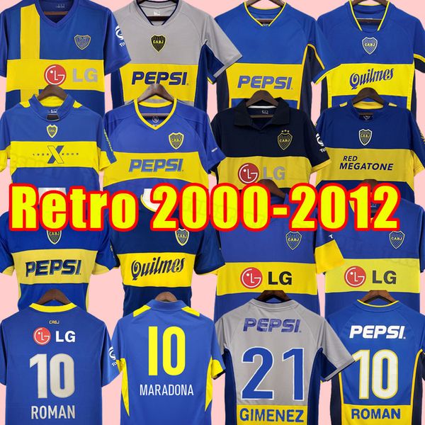 Boca Juniors Retro-Fußballtrikots MARADONA ROMAN Caniggia RIQUELME Kit PALERMO TEVEZ BATISTUTA Fußballtrikots 00 01 03 04 05 06 09 10 11 12 2000 2001 2002 2005