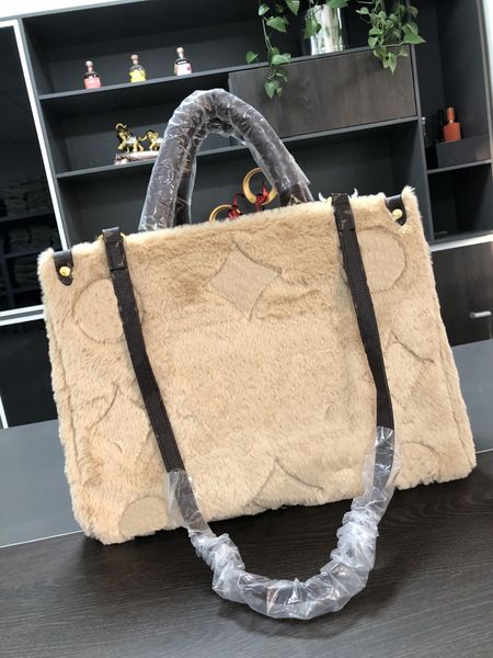 ONTHEGO Winter Tote Bag Designer Embroidered Monograms Bags Padded Nylon CrossBody Bag Luxury Puffy Top Handles Handbags Fashion Carryall Shoulder Bag