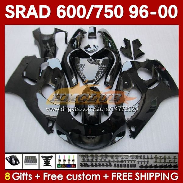 Motorrad schwarzer Rahmen Vollverkleidungen für SUZUKI SRAD GSXR 750 600 CC 600CC 750CC 96-00 168No.10 GSXR750 GSXR-600 96 97 98 99 00 GSX-R750 GSXR600 1996 1997 1998 1999 2000 Körper