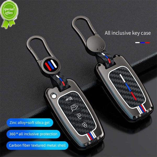 New Zinc Alloy Car Key Case Shell para Hyundai IX35 I30 Elantra Sonata 8 9 Para Kia Sportáge K2 K5 Sorento Optima Forte FOB