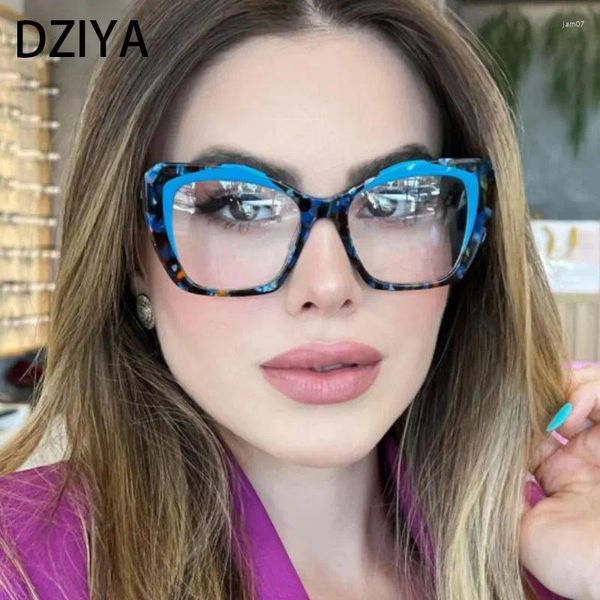 Güneş Gözlüğü Lady Moda Kedi Göz Optik Gösteri Çerçevesi Büyük Boy Kare TR90 İki Renk Açık Çerçeveler Anti Mavi Bilgisayar Gözlükleri 61024