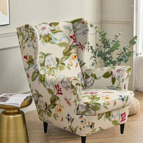 Cadeira cobre elástico floral impressão estiramento protetor wingback reclinável braço sofá capa slipcover móveis