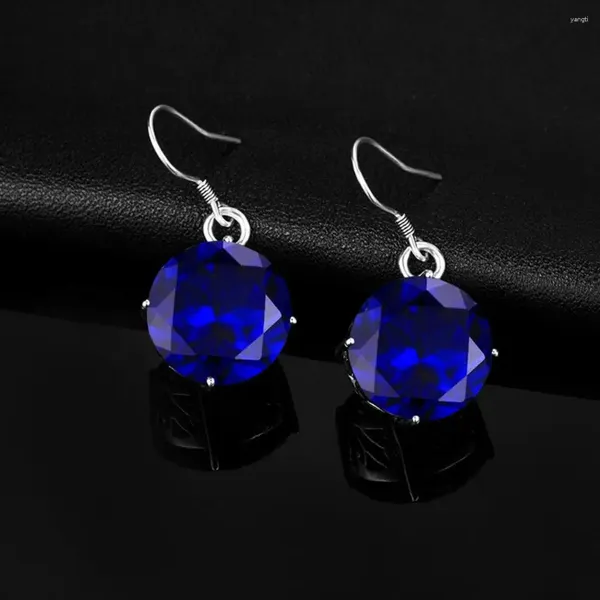 Orecchini pendenti Gioielli in vero argento 925 per donna Pietra preziosa Blu zaffiro Moda neogotica