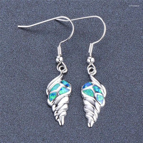 Boucles d'oreilles pendantes pour femmes, mignon conque blanc bleu opale Animal goutte délicate couleur argent noir or pour femmes bijoux