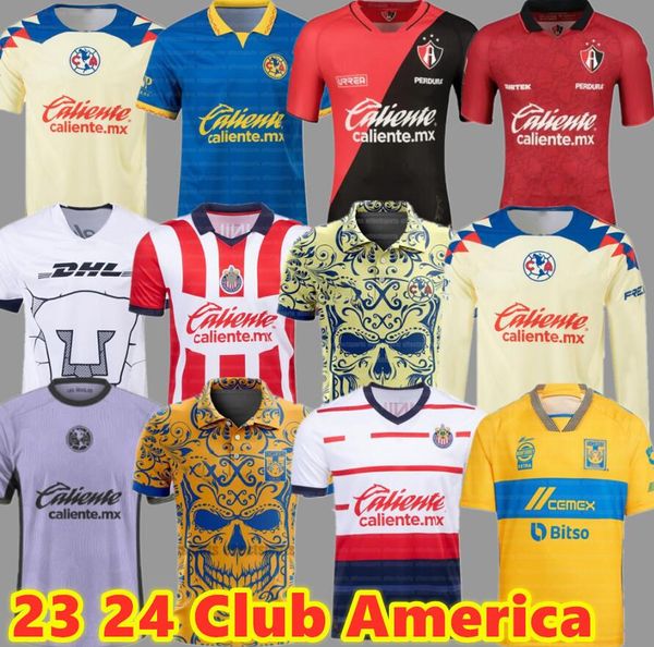 23 24 Club America Fußballtrikots 2023 2024 Tag der Toten Atlas FC NAUL Tigres Chivas Guadalajara Kinder Xolos Tijuana Cruz Azul Kit UNAM J.QUINONES Futebol-Shirts