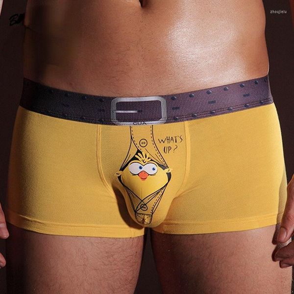 Underpants masculino de roupas íntimas de roupas íntimas de modal sexy underware desenho animado boxer engraçado homem bolsa de bambu calcinha para