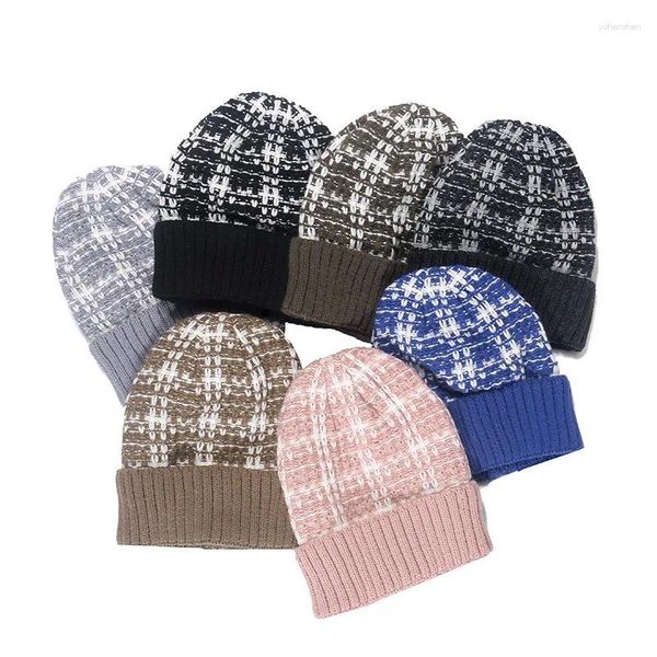 Berretti a righe Curling all'aperto Mantieni caldo Cappello lavorato a maglia da uomo Elasticità Berretto con teschio unisex autunno inverno da donna