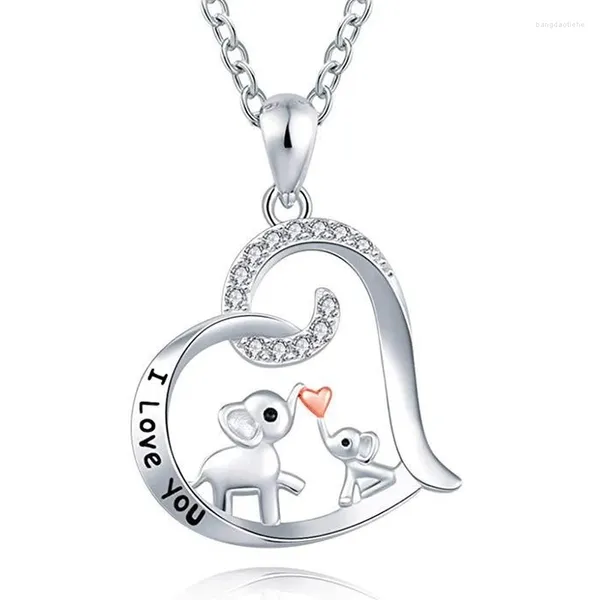 Ketten I LOVE YOU Warm Elefant Mutter und Kind Elefanten Tier Anhänger Herz Halsketten für Frauen Muttertag Geburtstag Schmuck Geschenke