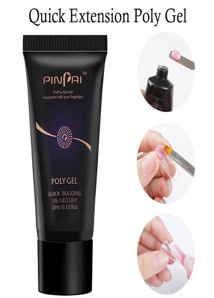 Pinpai 30 ml Poly-Gel-Nagelverlängerungen, UV-LED, verlängern Builder-Nägel, Acrylgel-Maniküre für Baukunst-Tipps, rosa, weiß, klar9066634