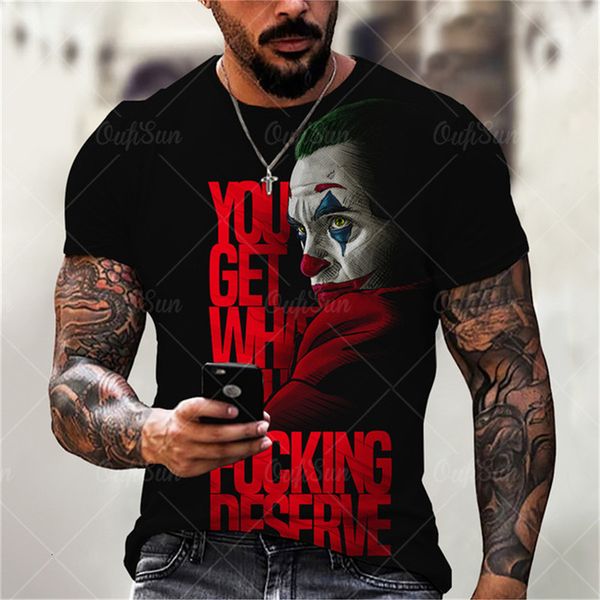 Herren T-Shirts T-Shirt Sommer 3D-Druck Einhorn Clown Mode Freizeit T-Shirt Street Style Rundhals Lose Kurzarmhemd 7XL1 230404
