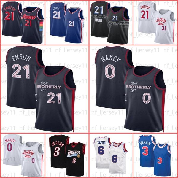 Joel 21 Embiid Jersey Basquete Tyrese 0 Maxey Throwback 3 Allen Julius Iverson Erving Jersey Philadelphias 76er