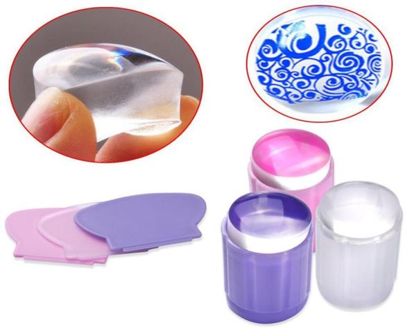 Clear Silicone Stamper Transparant Jelly Nail Stempelen Stempel Schraper Set Polish Print Transfer Manicure Sjabloon Tool6967054