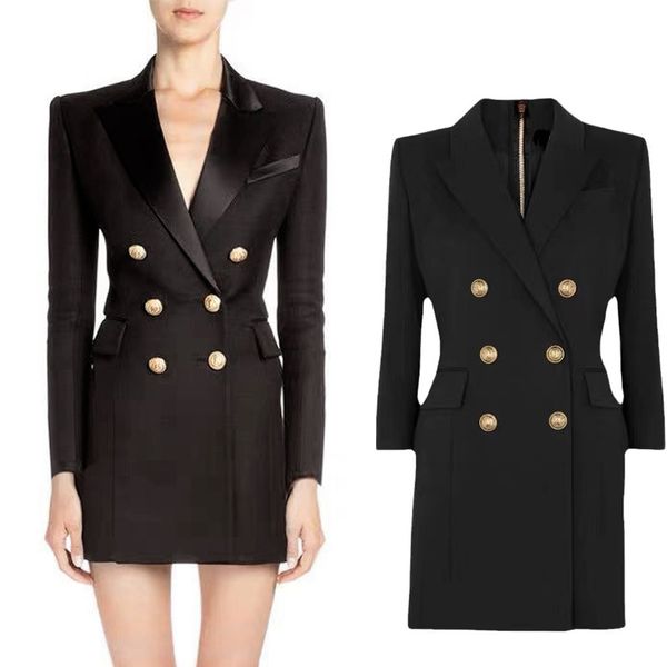 Opular terno saia primavera e outono feminino novo duplo breasted temperamento fino ajuste cintura envolto terno vestido casaco feminino
