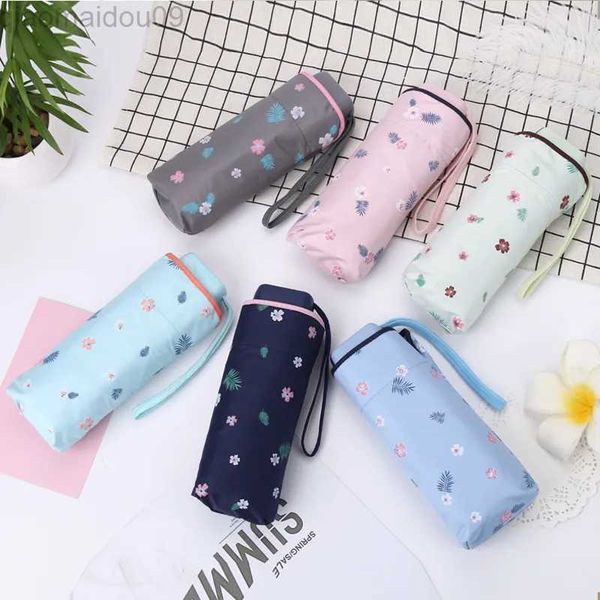 Umbrellas Mini Women Pocket Pocket Small Umbrella Anti UV Sun Umbrella Rain Light Folding Dobring Guardelas portáteis para menino Girl AA230404