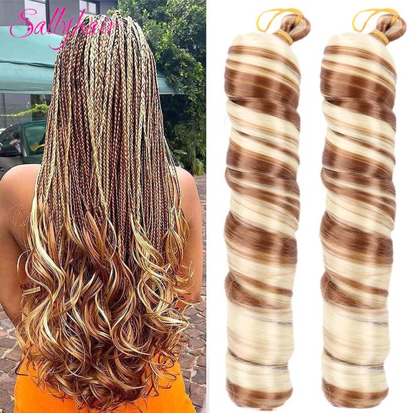 Bulks di capelli Sallyhair sintetico 22 pollici capelli ricci francesi intrecciati a spirale capelli all'uncinetto trecce setose rimbalzanti capelli sfusi 230403