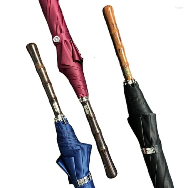 Зонты Зонт с длинной ручкой, прямой автомобильный автоматический мужской большой двойной деловой дождевик S ретро деревянный
