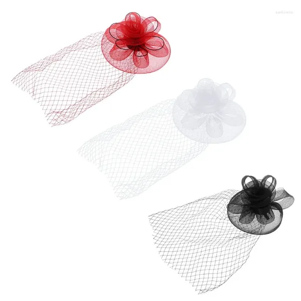 Grampos de cabelo Mulheres Fascinator Chapéus Grande Flor Sólida Cocktail Party Clip 97QE