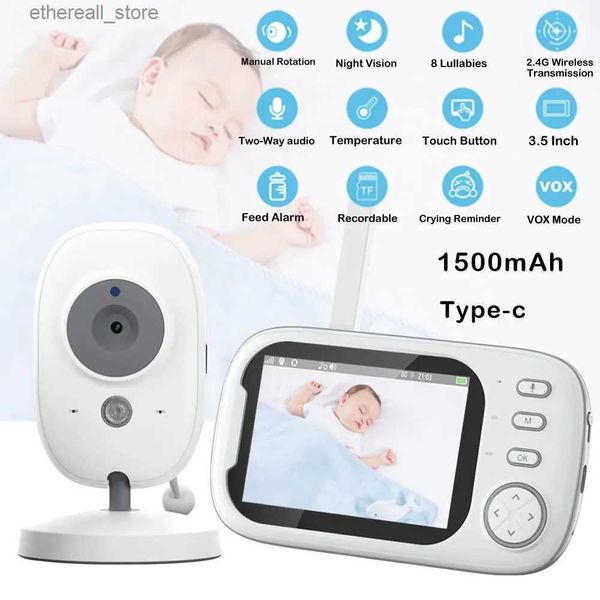 Babyfoons Babyfoon met camera 3,5 inch Draadloze beveiliging Videofeed Alarm Nachtzicht Thuisbescherming Nanny Lullaby Type-C Charge Q231104