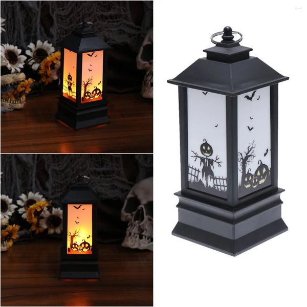 Portacandele Lanterna decorativa con finiture nere Lampada di Halloween Puntelli per feste Luce portatile a cherosene di zucca