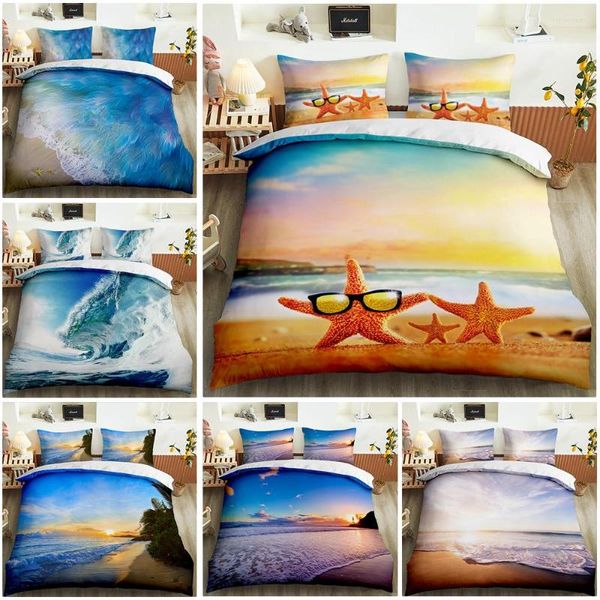 Set di biancheria da letto Serie Summer Beach Set di piumini di lusso per camera da letto con stampa extra large