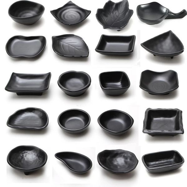 Melamine Black Dipping Soy molho pratos de sushi wasabi doufu lanche prato restaurante japonês restaurante Dinnerware u0404