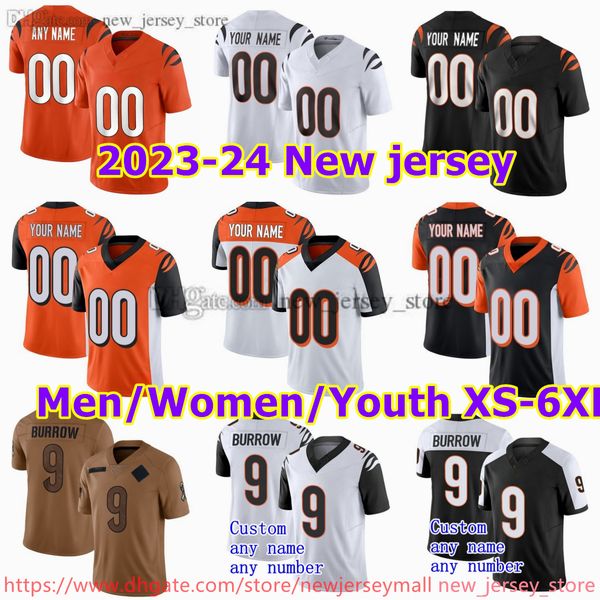 Personalizado S-6XL DIY Football Jersey Costurado 9 JoeBurrow 32 TrayveonWilliams 28 JoeMixon 85 TeeHiggins 83 TylerBoyd 94 SamHubbard 2 EvanMcPherson Jerseys