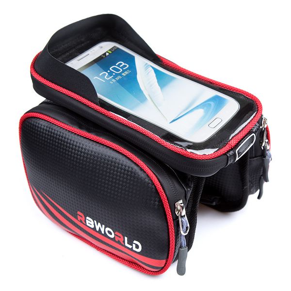Dokunmatik ekran büyük kapasiteli panniers çantaları ön kiriş paketi dağ bisikleti cep telefonu tüp paketi su geçirmez binicilik ekipmanı